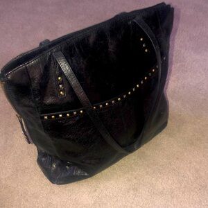 Hobo Original Shoulder Bag Purse Tote Genuine leather black, studded accents